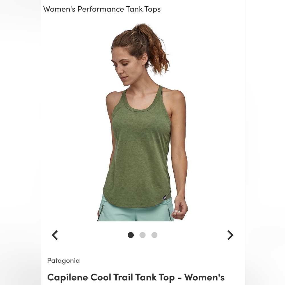 Patagonia Olive Green Capilene Cool Trail Tank